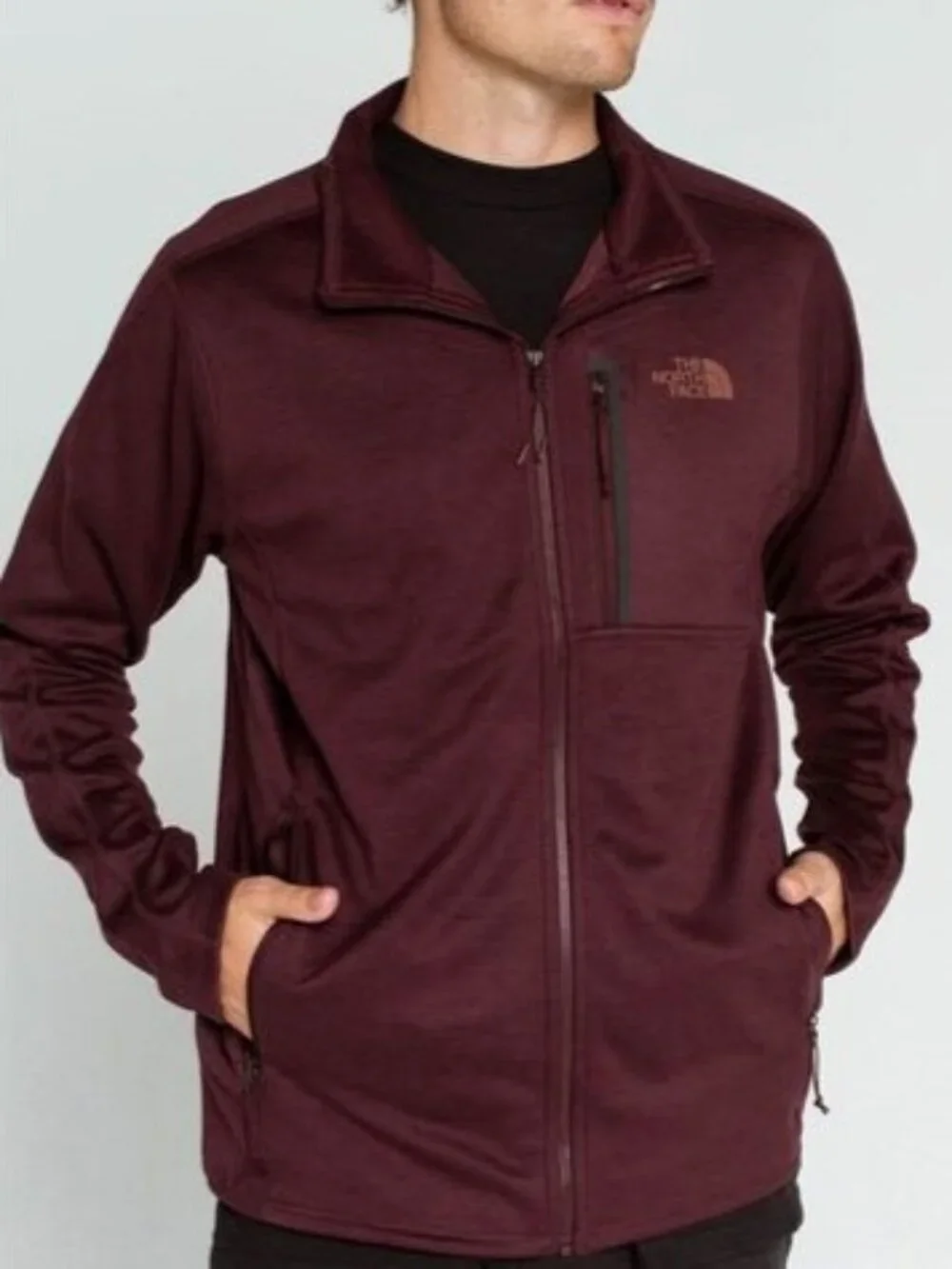 The North Face Men's Canyonlands Full-Zip Fleece Jacket Burgundy Long Sleeve L